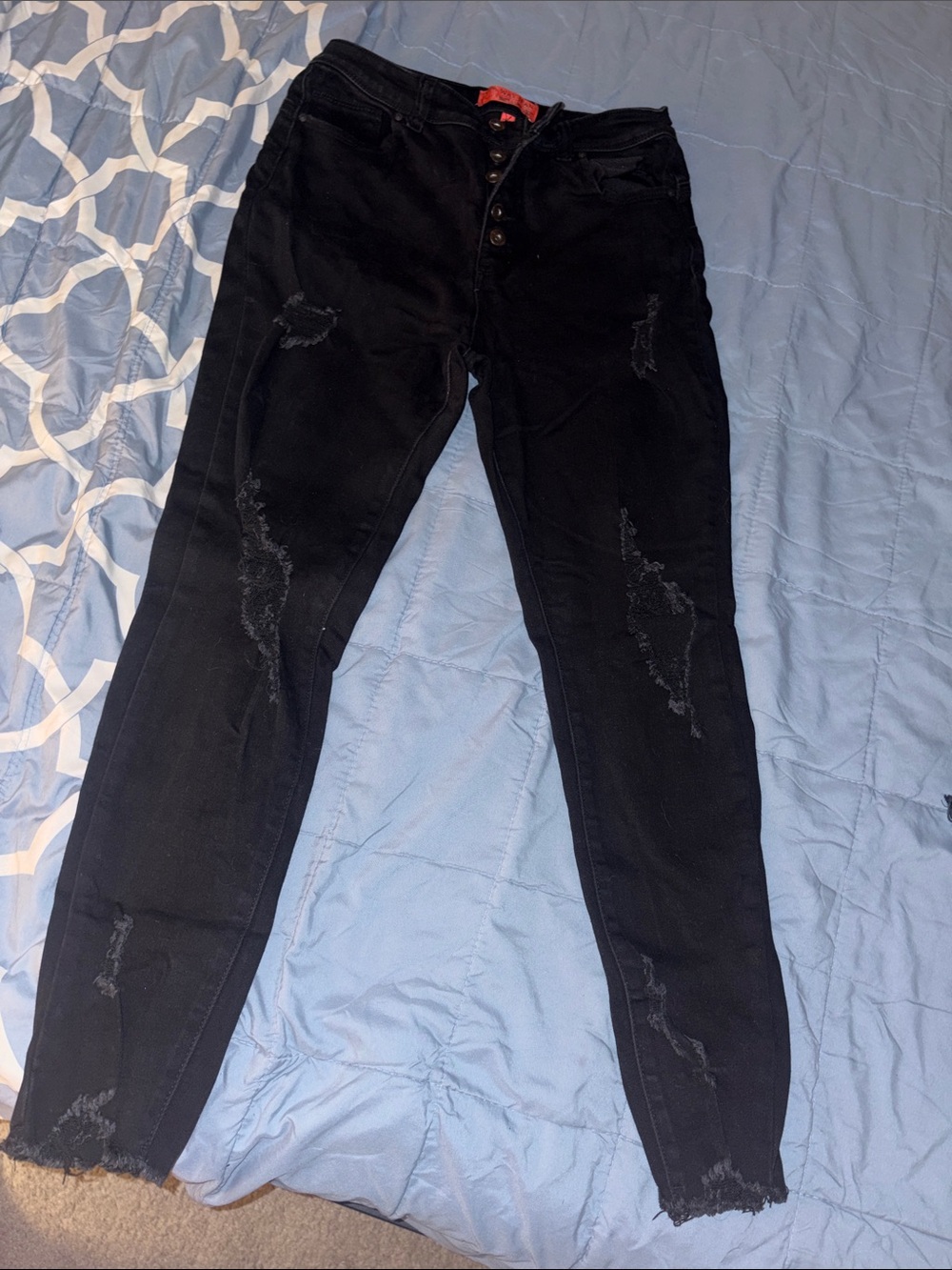 Wax Jean Black Distressed Skinny Jeans size 31/13